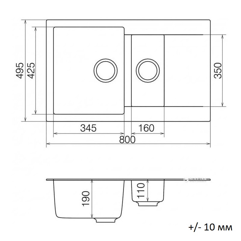 Мийка гранітна Model K 040.80 чорний Cascata Мийка гранітна Model K 040.80 чорний Cascata
