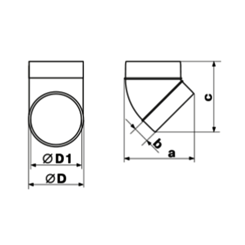 Колено d 100 под 45° VENTS (121-45)