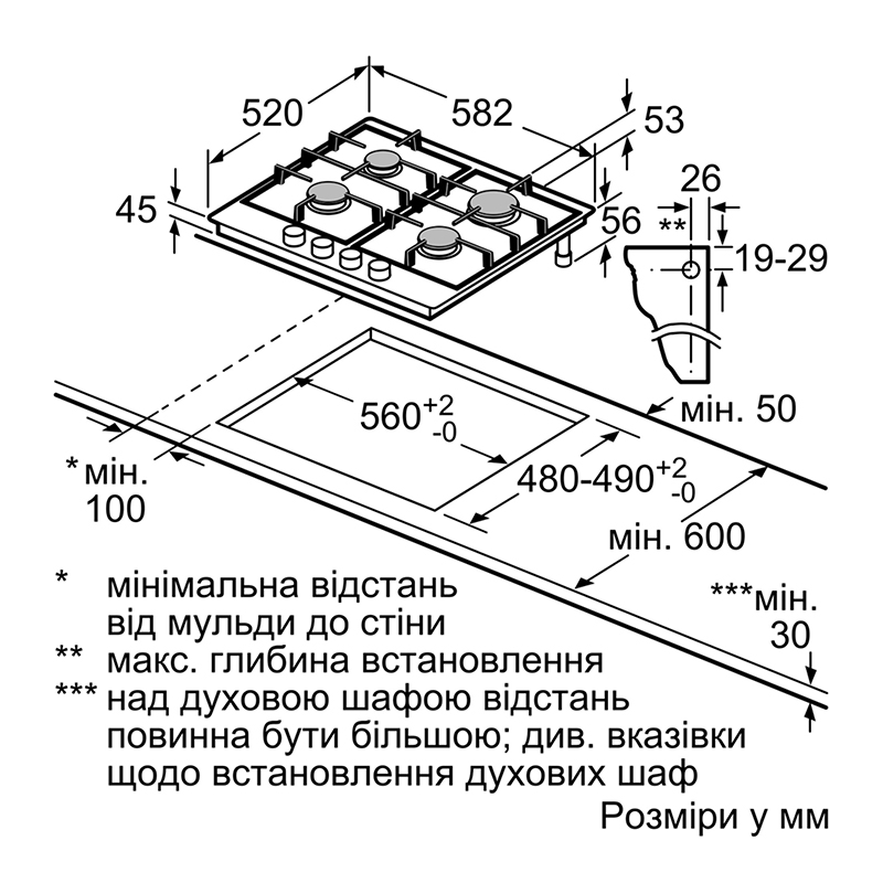 Газова варильна поверхня PGP6B5O93R Bosch Газова варильна поверхня PGP6B5O93R Bosch