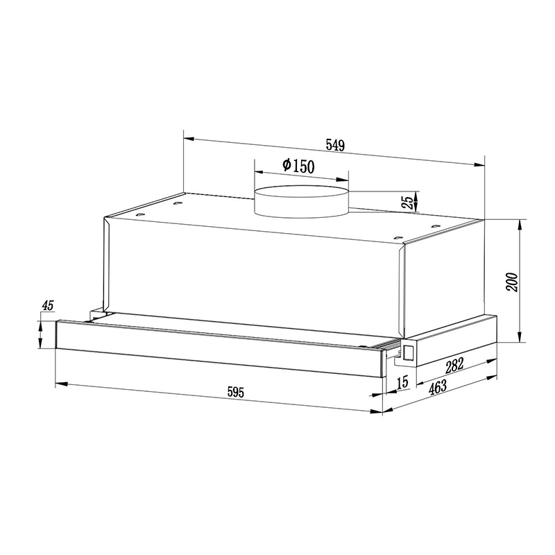 Вытяжка телескопическая SLIM BL A/60/2/T 600мм черная INTERLINE