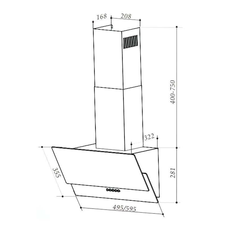 Вытяжка GOLF BK A/60/PB/GL/T 600мм черная INTERLINE Вытяжка GOLF BK A/60/PB/GL/T 600мм черная INTERLINE