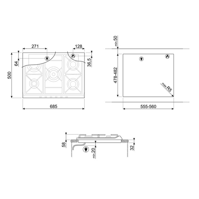 Газова поверхня SR975XGH Smeg