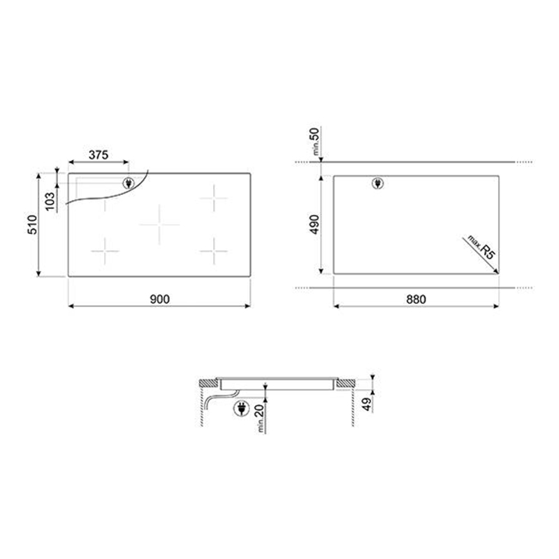 Індукційна поверхня SI2M7953DW Smeg Індукційна поверхня SI2M7953DW Smeg