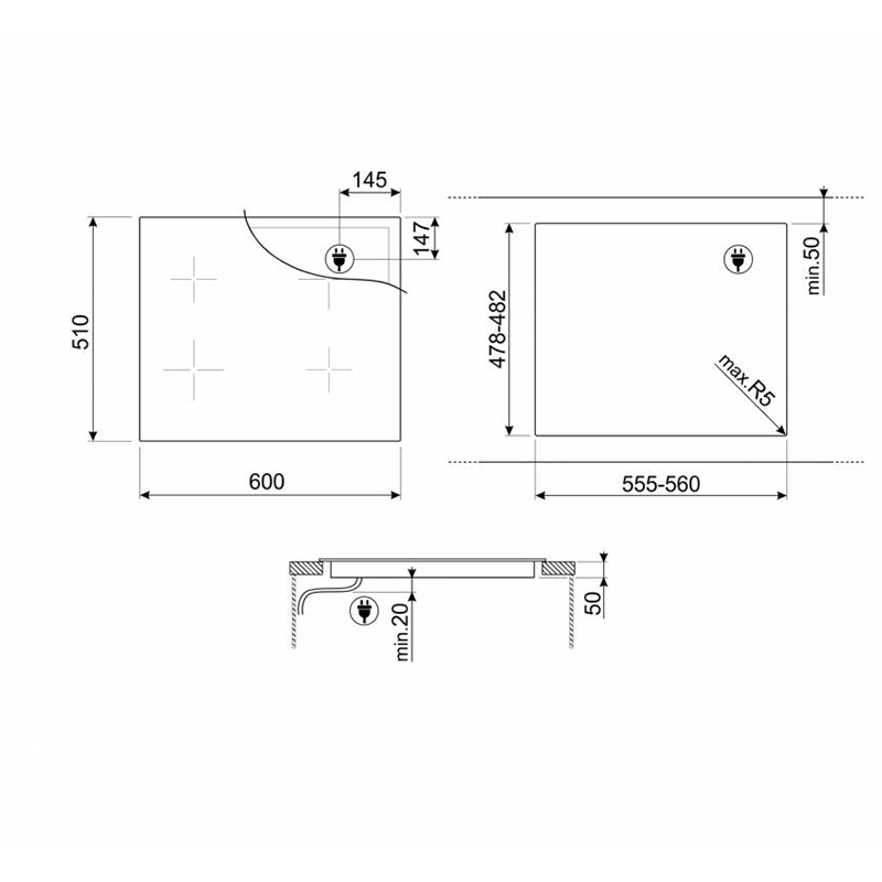 Индукционная поверхность SIM3644D Smeg Индукционная поверхность SIM3644D Smeg