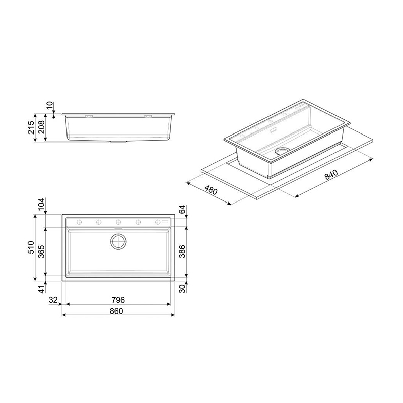 Мойка гранит Quadra цемент VSGX860CT Smeg