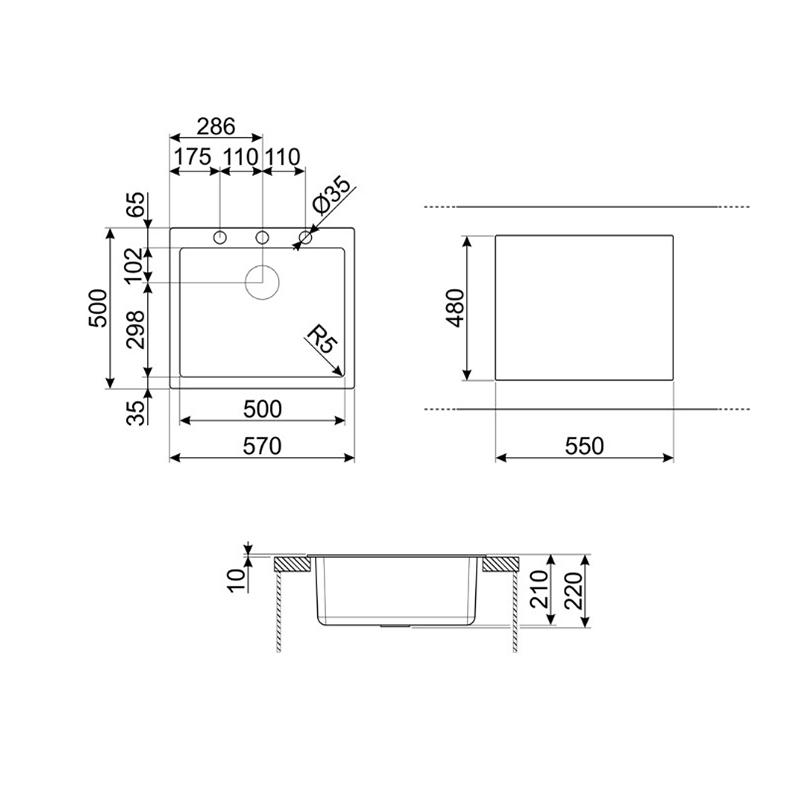Мойка гранит Quadra цемент VZ57CT Smeg Мойка гранит Quadra цемент VZ57CT Smeg