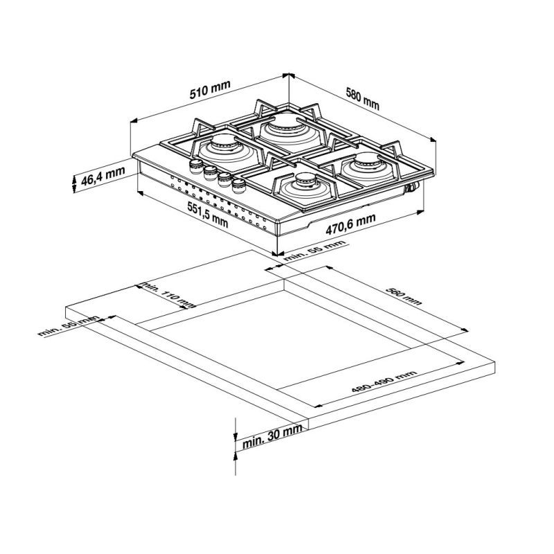 Газовая поверхность HILG64235S Beko