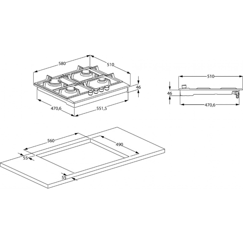 Газовая поверхность HIAW64225SW Beko