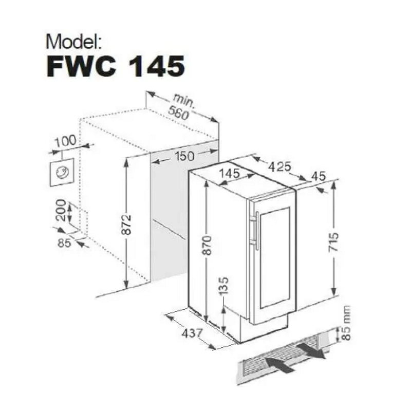 Винный шкаф черный FWC 145 Fabiano