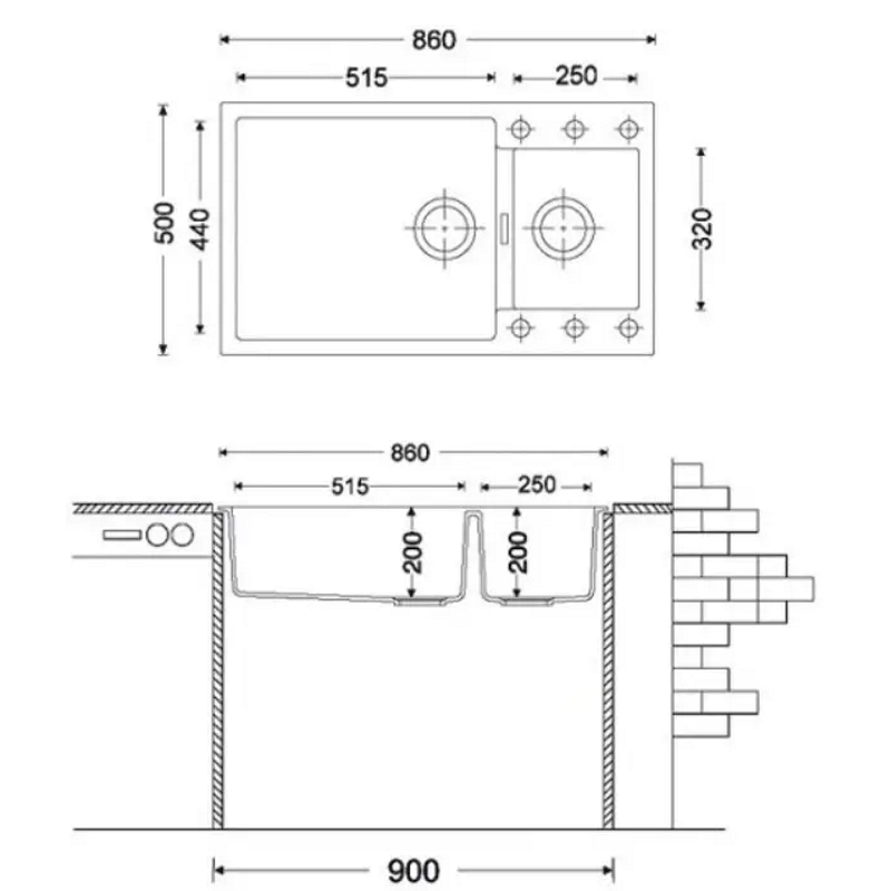Мойка гранит Quadro 86x50x15 бежевый Fabiano
