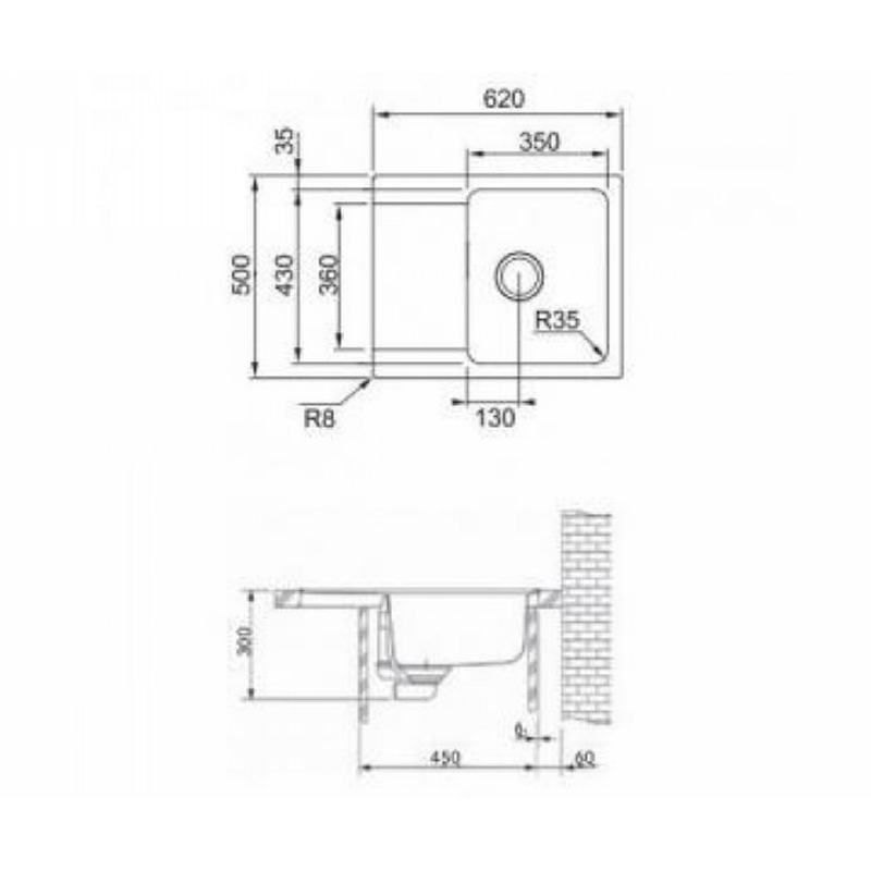 Мийка з сифоном тектонайт OID 611-62 POLAR WHITE Franke (114.0498.007) уцінка