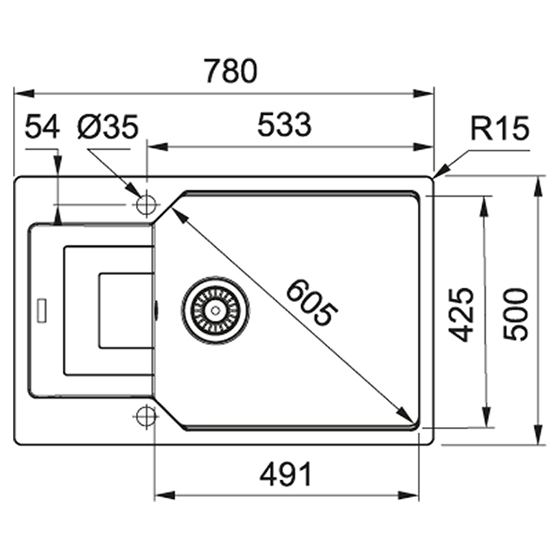 Мойка с сифоном гранит UBG 611-78 XL серый камень Franke (114.0574.982) уценка
