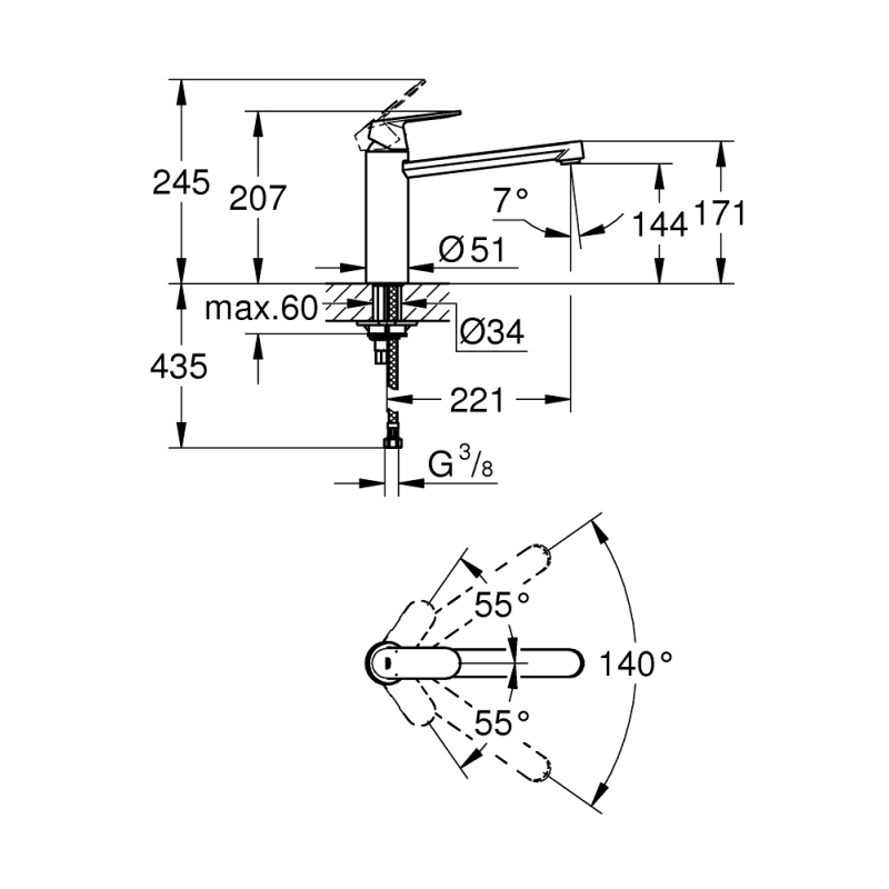 Смеситель Eurosmart Cosmopolitan хром Grohe (30193000) Смеситель Eurosmart Cosmopolitan хром Grohe (30193000)