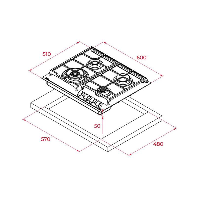 Газова поверхня GBC 64100 BK Teka (112580037) Газова поверхня GBC 64100 BK Teka (112580037)