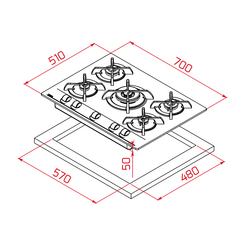 Газова поверхня GBC 75030 BK Teka (112580028)