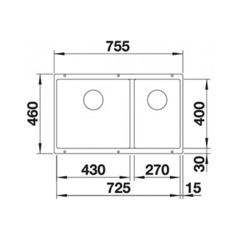 Мойка SUBLINE 430/270-U SILGRANIT (мпс.) кофе BLANCO (523160)