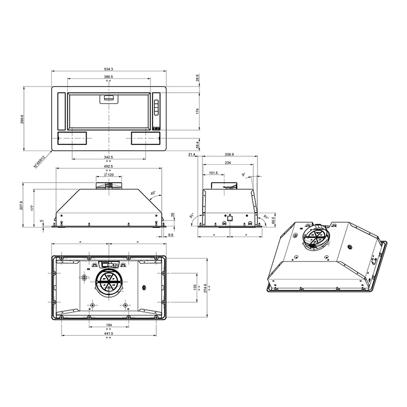 Вытяжка встраиваемая BHI611ES 54 см Gorenje