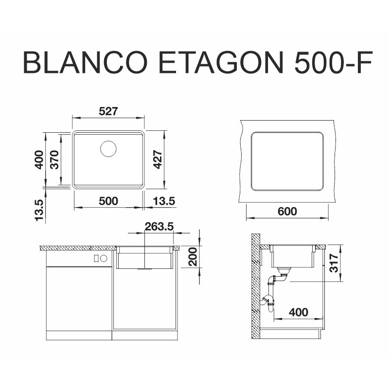 Мийка ETAGON 500-F SILGRANIT (в рівень) вулканічний сірий BLANCO (527257) Мийка ETAGON 500-F SILGRANIT (в рівень) вулканічний сірий BLANCO (527257)