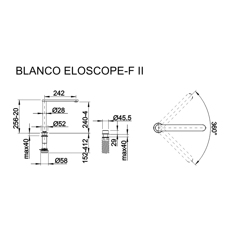 Смеситель ELOSCOPE-F II под окно хром BLANCO (516672)