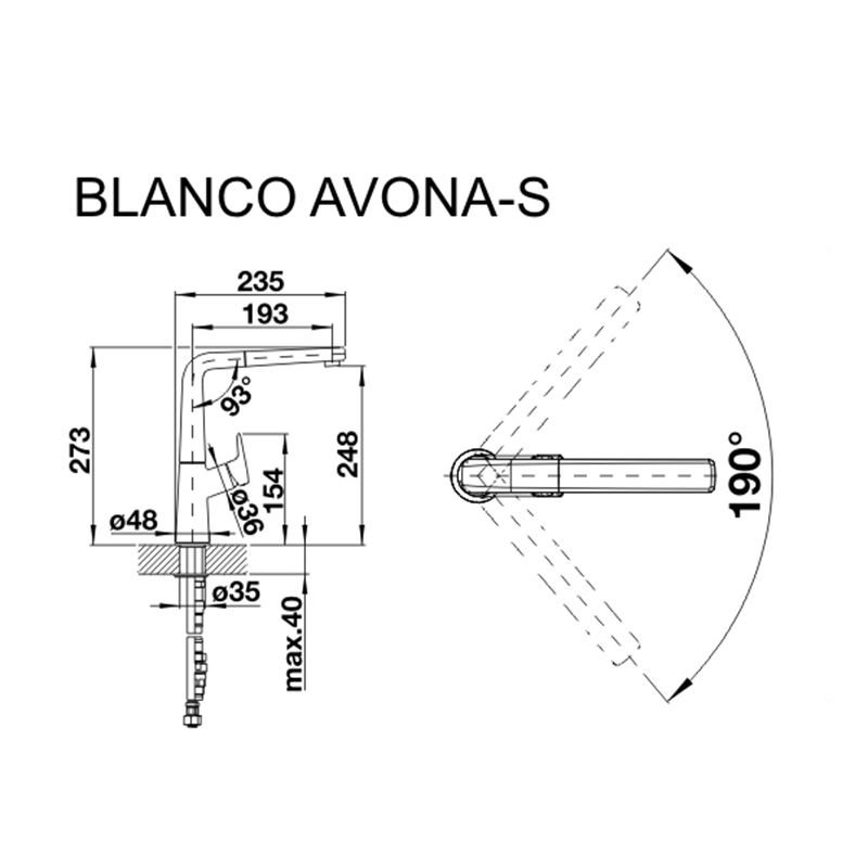 Змішувач AVONA-S хром (в/ш) BLANCO (521277)