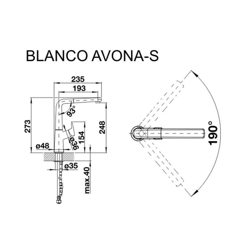 Смеситель AVONA-S серый беж (в/ш) BLANCO (521283) Смеситель AVONA-S серый беж (в/ш) BLANCO (521283)