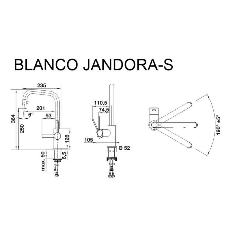 Змішувач JANDORA-S нерж. сталь (в/ш) BLANCO (526614) Змішувач JANDORA-S нерж. сталь (в/ш) BLANCO (526614)