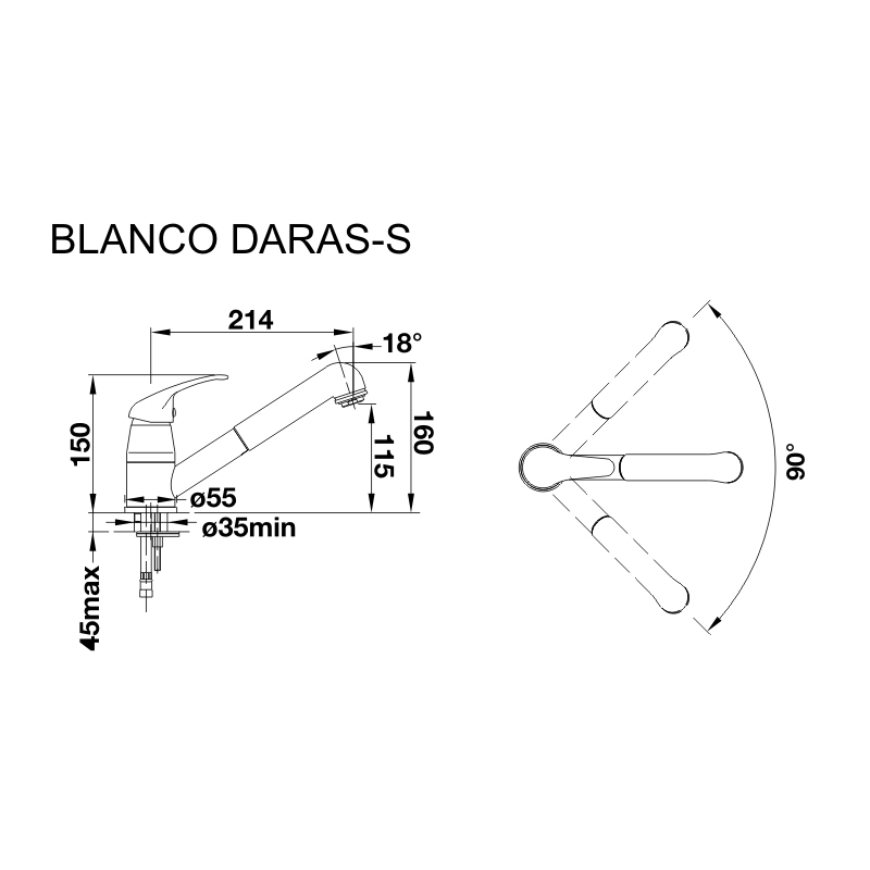 Змішувач DARAS-S хром (в/ш) BLANCO (517731)