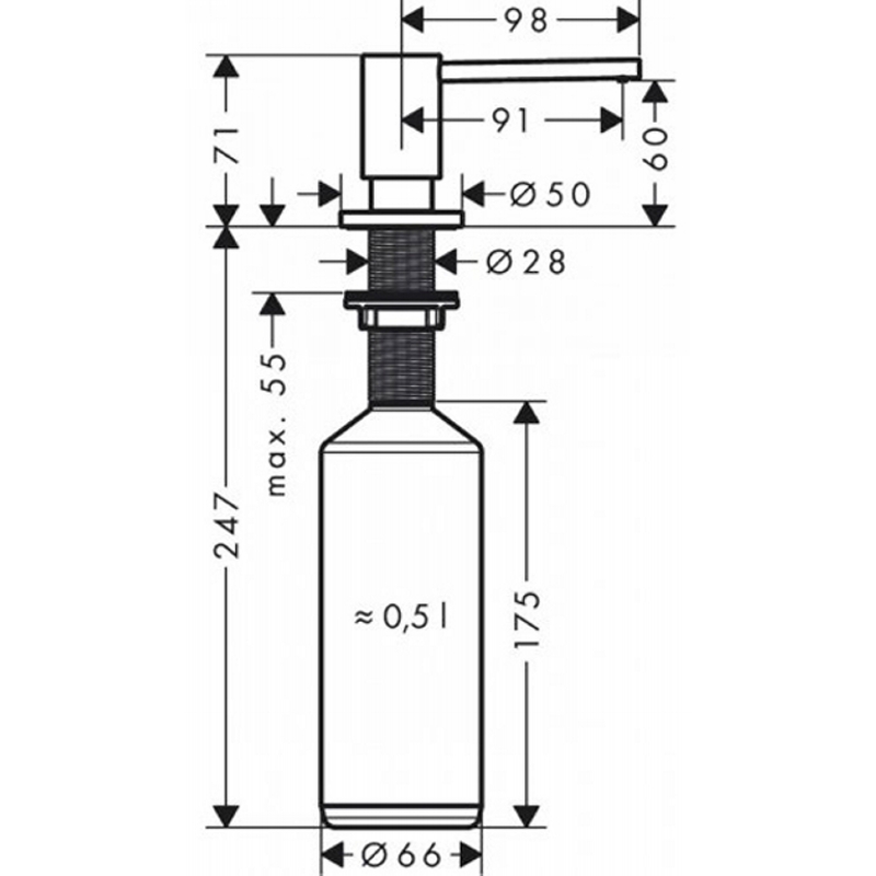 Дозатор для миючих засобів A41 500мл чорний матовий хром Hansgrohe (40438340)
