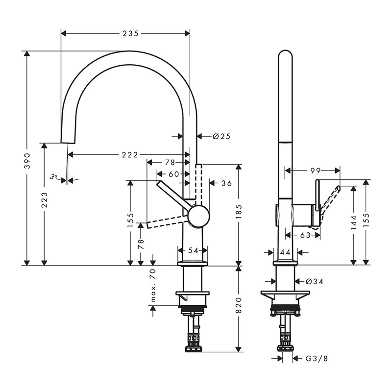 Смеситель для кухни Talis M54 KM220 сталь Hansgrohe (72804800)