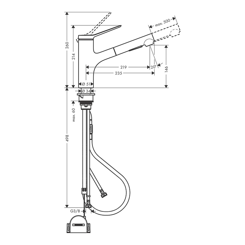 Смеситель для кухни Zesis M33 KM150s Box lite (в/ш) черный матовый Hansgrohe (74803670)