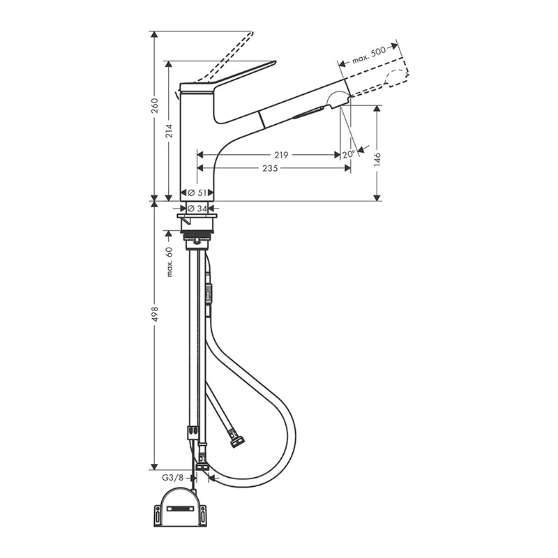 Змішувач для кухні Zesis M33 KM150s Box lite (в/ш) сталь Hansgrohe (74803800)