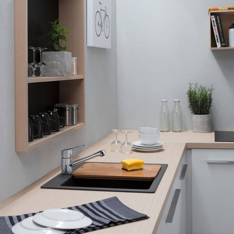 Мойка кухонная гранит S51 без крыла накладная, серый бетон Hansgrohe (43312380)