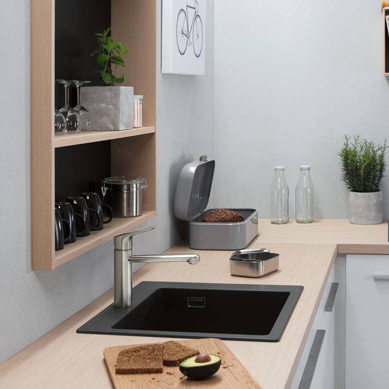 Мийка кухонна граніт S51 без крила накладна, чорний графіт Hansgrohe (43312170) Мийка кухонна граніт S51 без крила накладна, чорний графіт Hansgrohe (43312170)