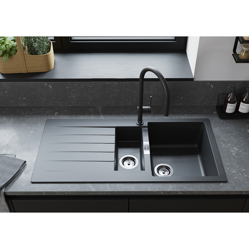 Мийка кухонна граніт S52 з крилом врізна, сірий камінь Hansgrohe (43357290) Мийка кухонна граніт S52 з крилом врізна, сірий камінь Hansgrohe (43357290)