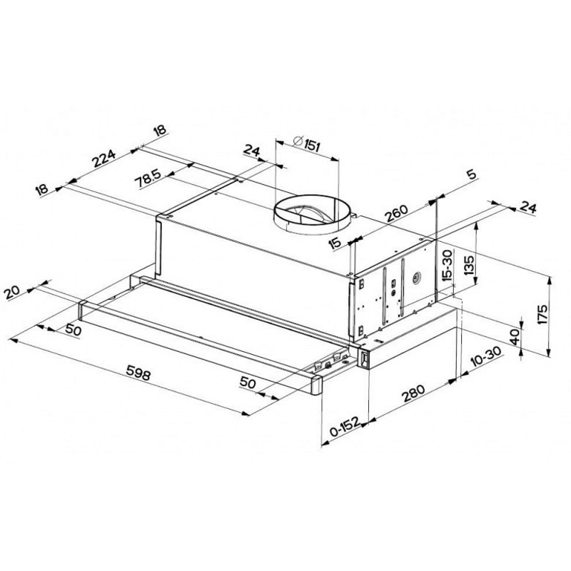 Вытяжка телескопическая Flexa Ng Glass W A60, белый Faber (315.0635.107)