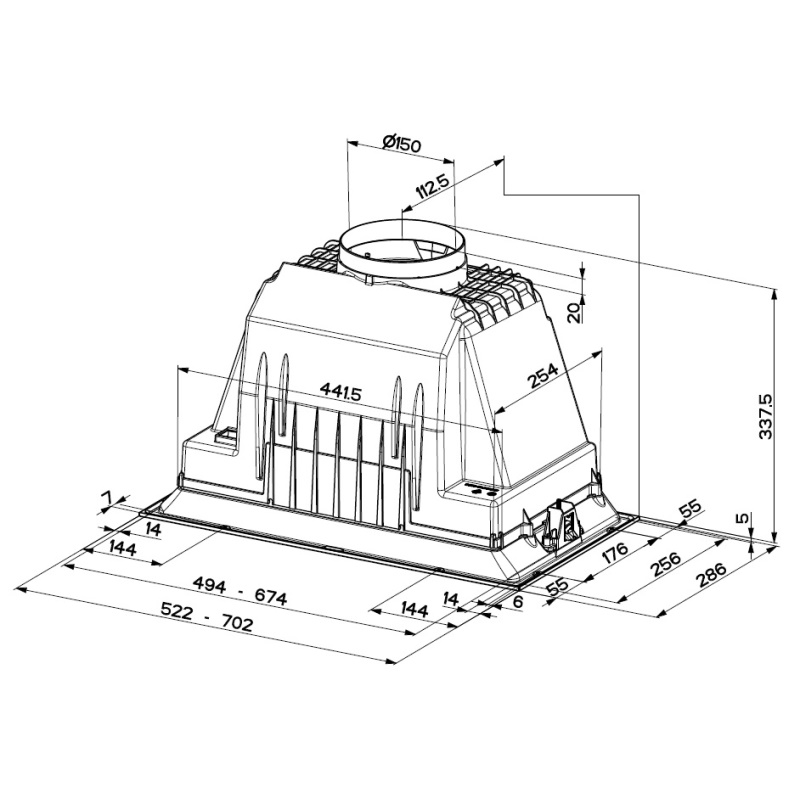 Вытяжка встроенная Inka Plus Hcs Bk A52, черный Faber (305.0628.322)