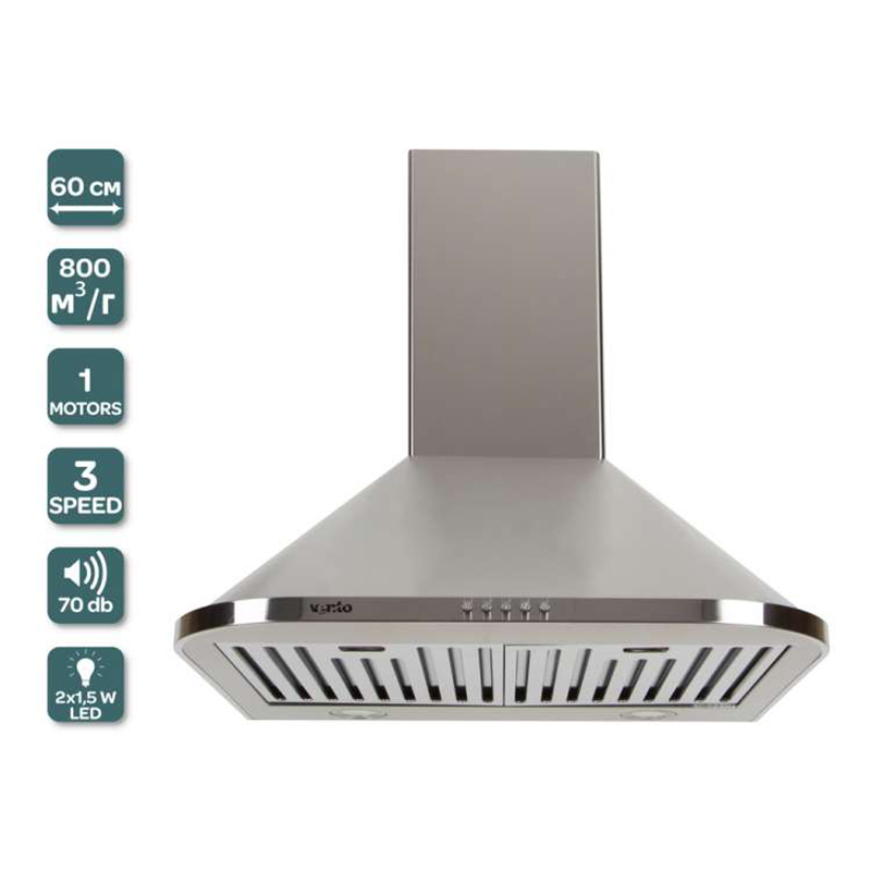 Пристінна витяжка MONACO 60 INOX (800) VENTOLUX Пристінна витяжка MONACO 60 INOX (800) VENTOLUX