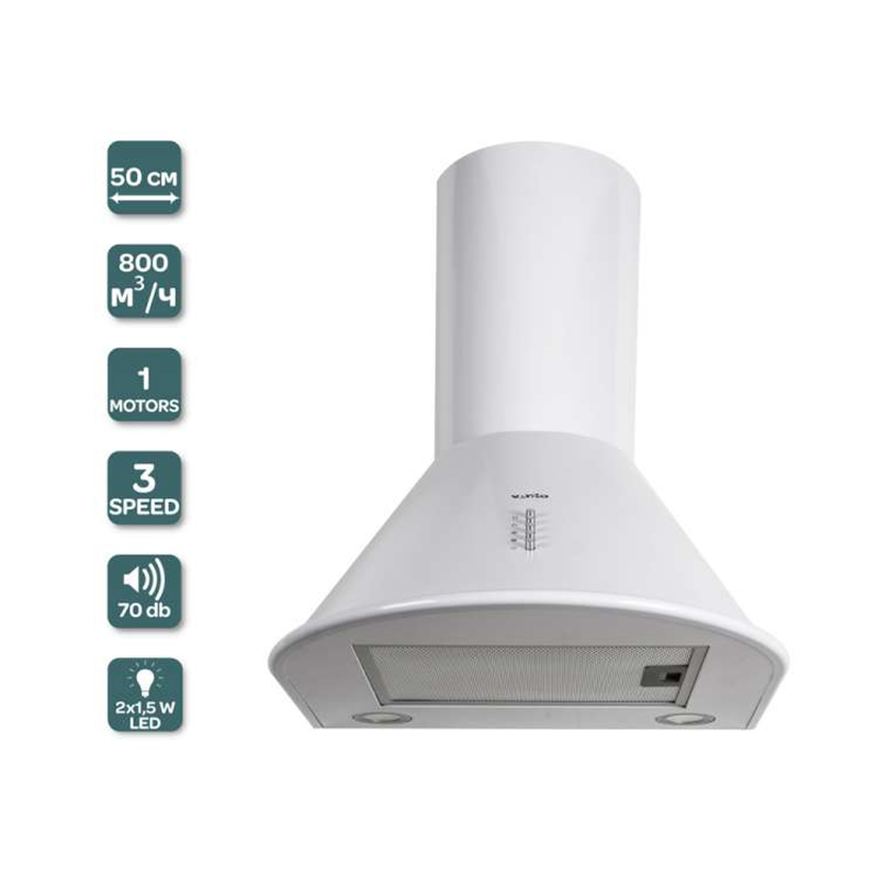 Пристінна витяжка CAPRI 50 WH VENTOLUX