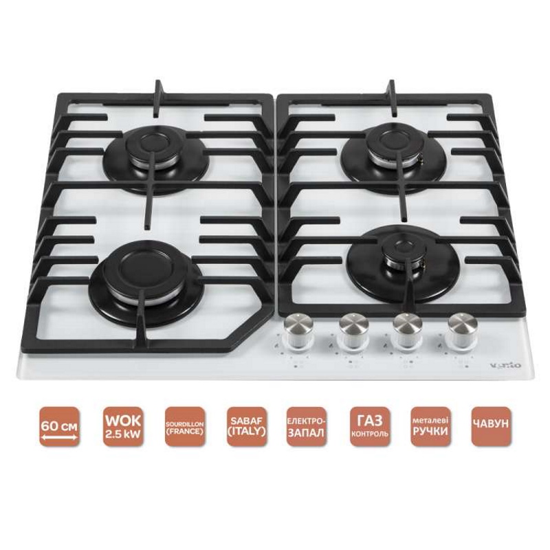 Газова варильна поверхня HSF640-W3G CS (WH) VENTOLUX