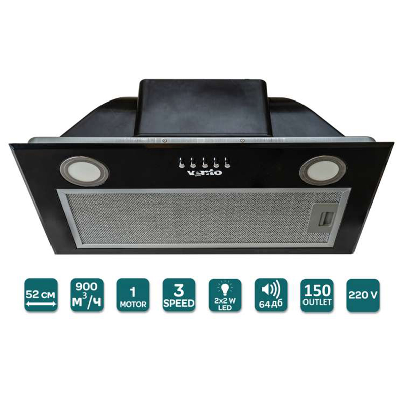 Вбудована витяжка PUNTO 52 BK (900) PB PC VENTOLUX Вбудована витяжка PUNTO 52 BK (900) PB PC VENTOLUX