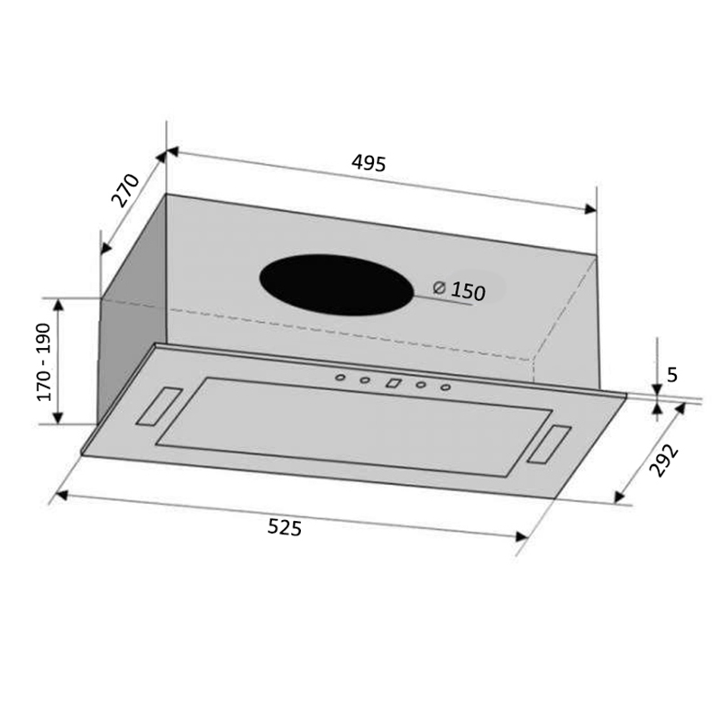 Вбудована витяжка PUNTO 52 X (700) PB PC VENTOLUX