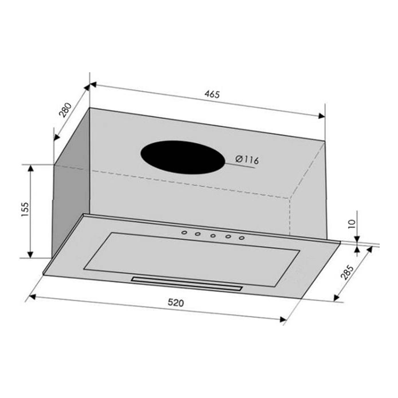 Вбудована витяжка BOX 60 BK (650) PB VENTOLUX