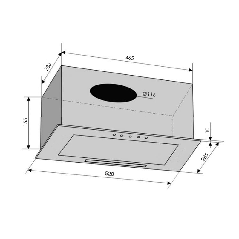 Вбудована витяжка BOX 60 INOX (650) PB VENTOLUX Вбудована витяжка BOX 60 INOX (650) PB VENTOLUX