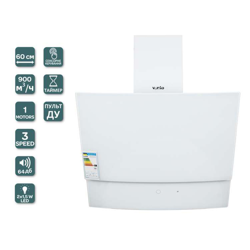 Пристінна витяжка WAVE 60 WH (900) TRC VENTOLUX