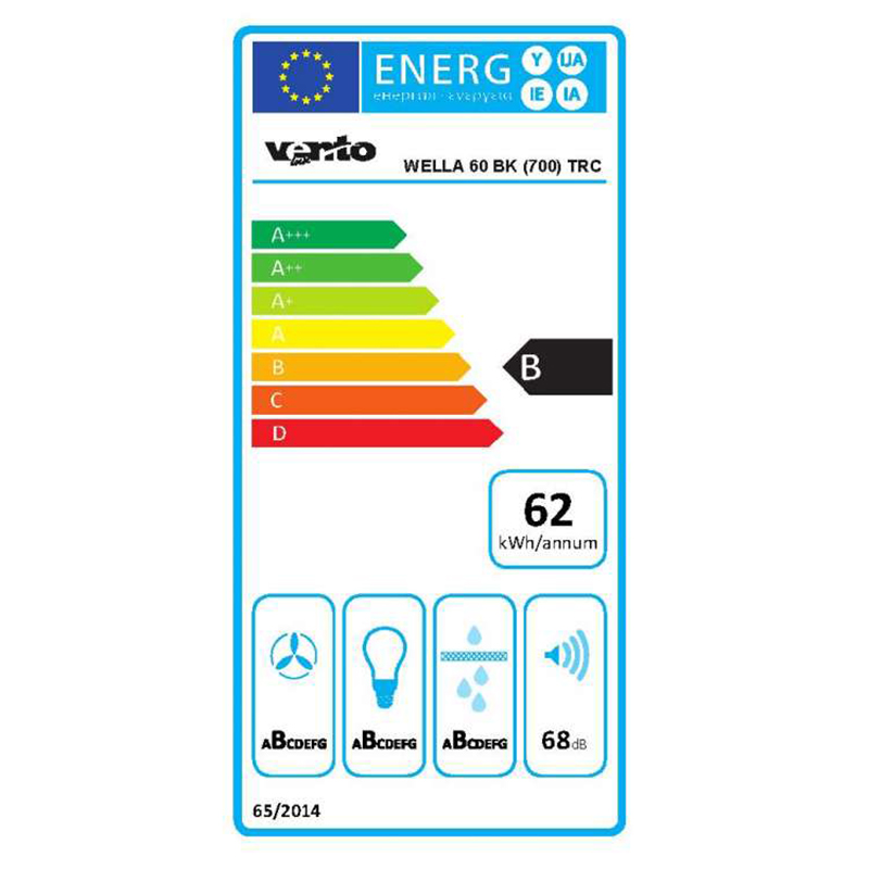 Пристінна витяжка WELLA 60 BK (700) TRC VENTOLUX Пристінна витяжка WELLA 60 BK (700) TRC VENTOLUX
