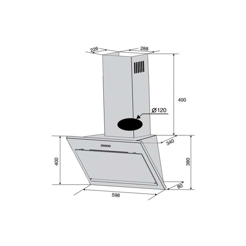 Пристінна витяжка FIORE 60 BK (750) PB VENTOLUX Пристінна витяжка FIORE 60 BK (750) PB VENTOLUX