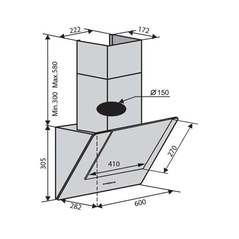 Пристінна витяжка DIAMOND 60 BK (700) PB VENTOLUX Пристінна витяжка DIAMOND 60 BK (700) PB VENTOLUX