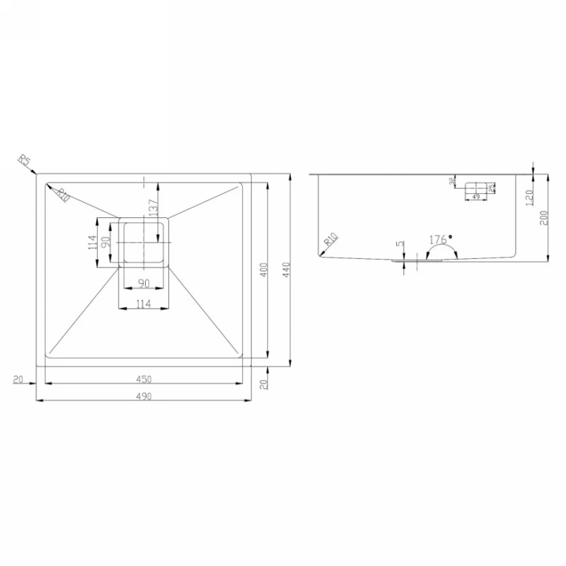 Мийка нерж. сталь декор Quadro 49 Celldecor Nano Graphite Fabiano