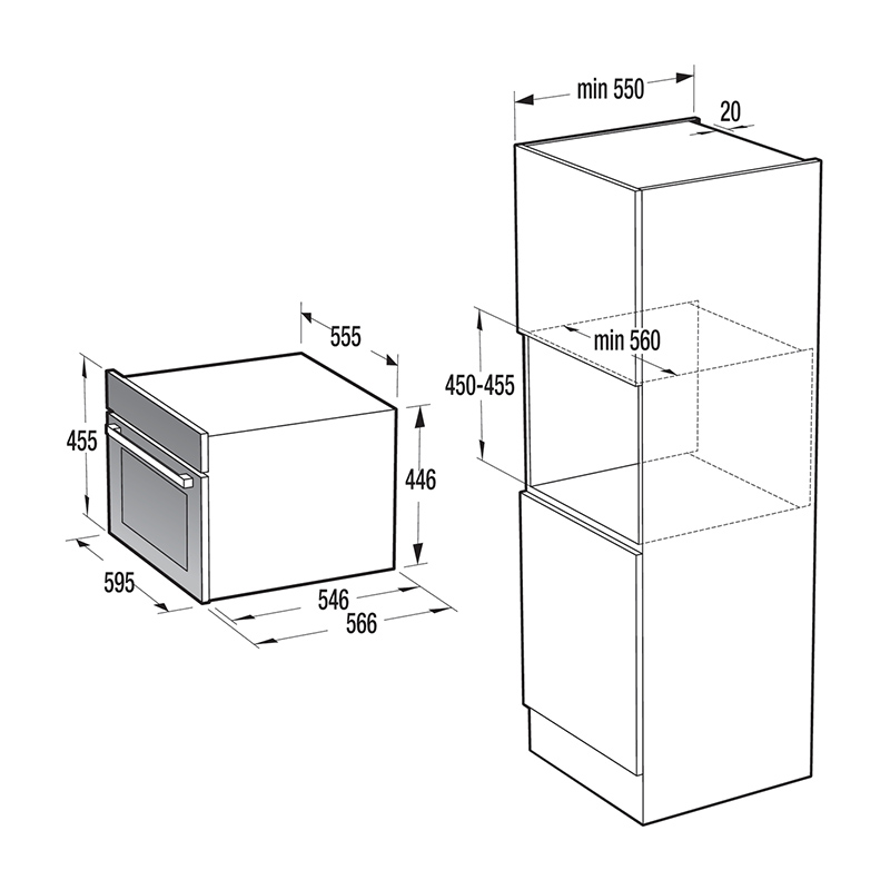 Духова шафа компактна BCM4547DG чорний Gorenje