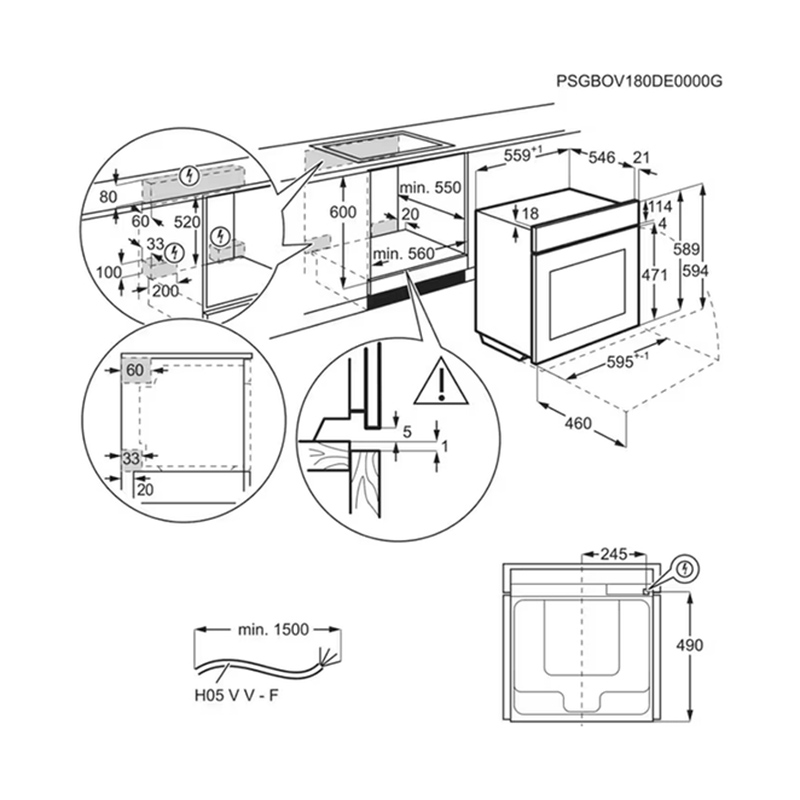 Духова шафа електрична EOB8S39WZ чорний Electrolux